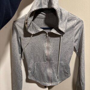 Dazy Women Gray zip up fitted hoodie SZ: M
